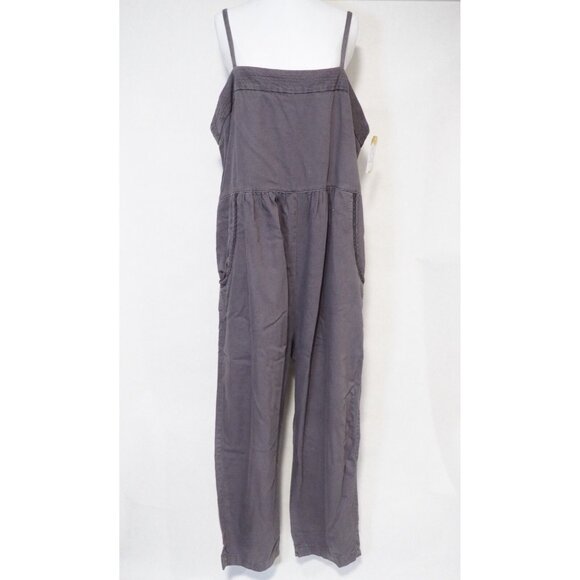 Postmark Equinox Gray Cotton Linen Cropped Apron Jumpsuit, Size XL - Picture 1 of 12